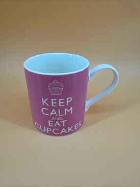 KEEP CALM and EAT CUPCAKES Kent Pottery Pink Coffee Mug Tea Cup
